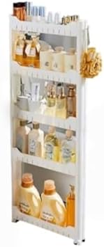 Slim Slit Shelf, Refrigerator Side Cabinet, Bookcase, Kitchen Cart, Bathroom Toilet Storage Cabinet, Gap Storage Width 3.1 inches 8 cm, Length 16.9 inches 43 cm, Height 43.3 inches 110