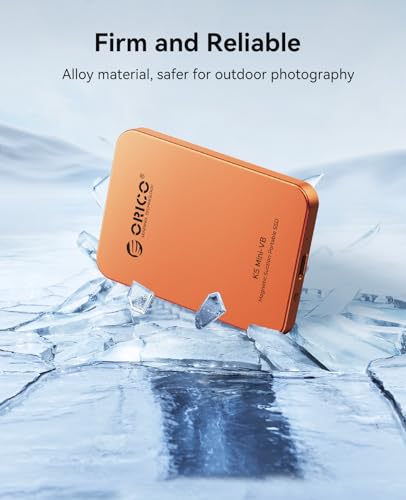 Image of ORICO 480GB Magnetic External SSD, Aluminum Alloy, Up to 460MB /s, External Solid State Drive, Expand Storage for iPhone 17 Pro Max, Compatible w /MagSafe, USB-C Smartphones - K5MINI Orange