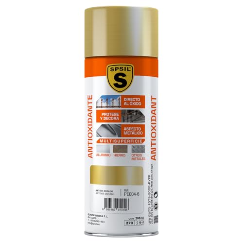 SPSIL Pintura Imprimación Antióxido en Spray Dorado 200ml - Mejora la Adherencia de la pintura - Aplicación Directa al Óxido - Previene la Corrosión - Secado Rápido