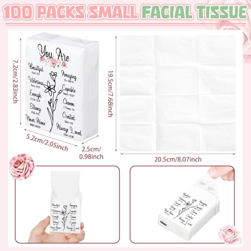 Image of Therwen 100 Pack Pocket Tissues Travel Bulk 1000 Sheet, Inspirational