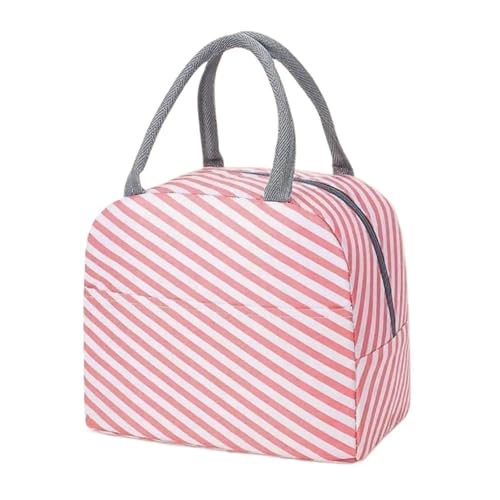 XCTDSVAH Bolsa Termica Porta Alimentos Fiambrera térmica portátil de lona con aislamiento, bolsas Picnic for comida for mujer, 1 ud(Pink white)