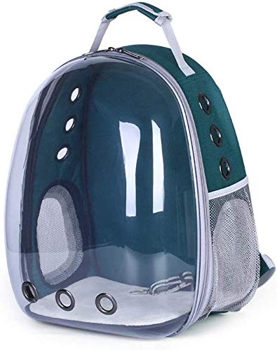 CS-Car Zaino per Animali Domestici con Apertura Laterale panoramica Trasparente a Spalla Portatile Forniture per Cani e Gatti, Borsa con Capsula spaziosa (Colore: Verde)