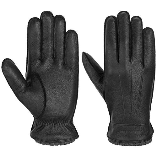 Guantes de piel Stetson masculinos unicolor para frío con dedos protegidos en invierno