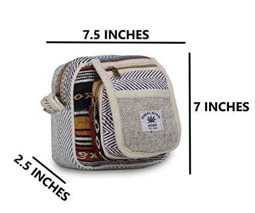 CHAMBYAL Handmade Hemp Satchel - Artistry in Sustainable Fashion Men and Women Design 3 Compartments Side Sling bag for travel Pack of 1 Square (Size 7.5 X 7.5 Inches) 2 41MeHub InL. SL500