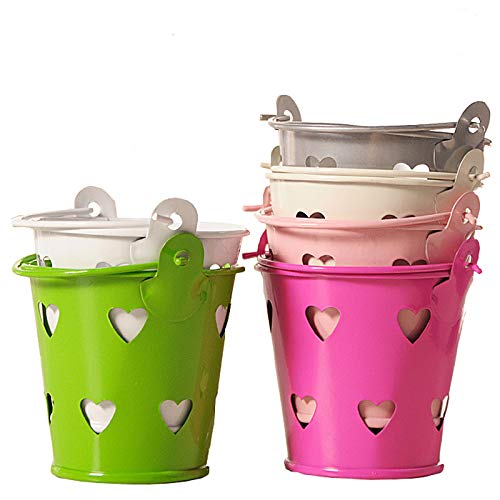 YUECUTE Mini cubo de metal lata fresca caja de dulces cubo recuerdos regalos pines hueco colorido hojalata Tinplate Pails regalo boda fiesta cubo de servir, Chip Bucket, Condiment Packet Holder