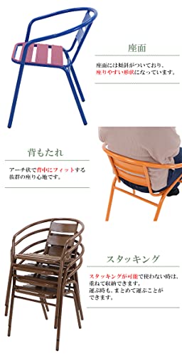 アルミ ガーデンチェア 4脚セット アームチェア スタッキング可能 アルミチェア 軽量 持ち運び簡単 agch034p (ブラック) 7枚目