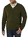 Amazon Essentials Men's Lambs Wool V-Neck Cardigan Sweater with Pockets (Previously Goodthreads), Dark Olive, X-Large Tall