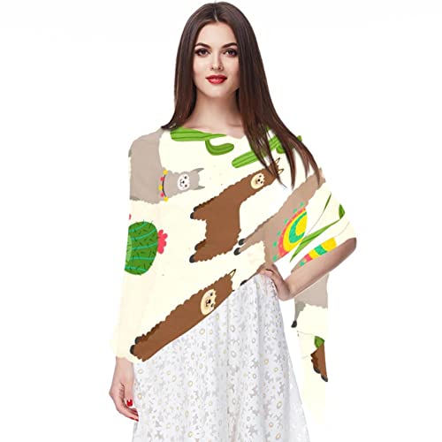 Foulard en mousseline de soie léger et fluide au motif alpaga chic