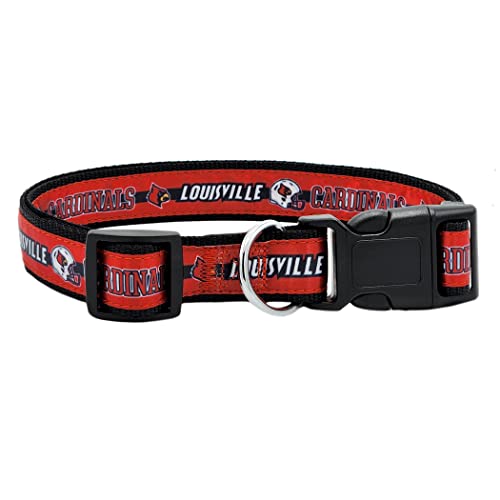 Pets First Collegiate PET Collar NEW VERSION Louisville Cardinals Dog Collar, Size Medium. Best Sports Team Color for Dogs & Cats. A Shiny & Colorful Dog & Cat Collar Licensed by The NCAA