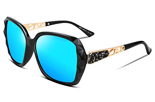 FEISEDY Polarized Women Square Sunglasses Sparkling Composite Shiny Frame B2289