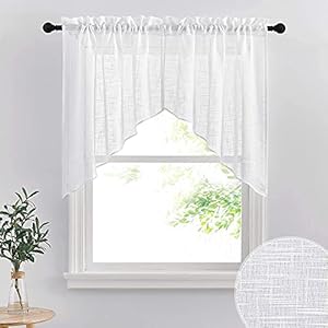 Rybhomeshortkitchenvalancesandcurtainsetprivacywhitelinenswagcurtainssemisheerbathroomtiersforsmallwindows36x36inch1pair Urban Country Home Decor Ryb home short kitchen valances and curtain set privacy white linen swag curtains semi sheer bathroom tiers for small windows 36 x 36 inch 1 pair urban country home decor