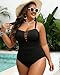 Yonique Women Black Plus Size One Piece Swimsuits Tummy Control Bathing Suits Vintage Swimwear 22plus