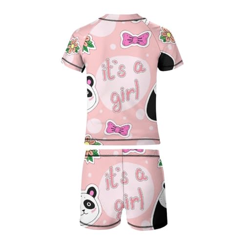 Cute Pandas Flowers BowsChildren's Swimsuits Boys Two Piece Suit10-12Y（150cm）3