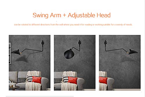 Susuo Simple Style Swing Wall Sconce With Dome Shade 1-Light Black Wall Lamp For Hallway Foyer Entry Bedroom Dining Room,E26 Light Bulb Socket（Hardwired,With On/Off Switch） #TOP3