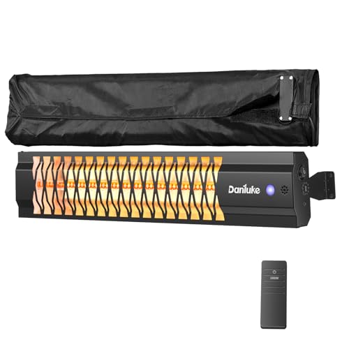 Outdoor Heater for Patio, 1500W Wall-Mounted Heater, Patio Heaters for Outdoor Use, Waterproof, Carbon Fiber Tube, for Backyard Gazebo Garage Black