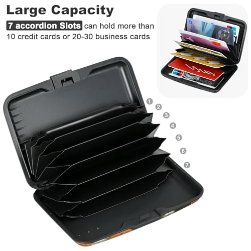 Image of ELFISH Mini RFID Aluminum Wallet Credit Cards Holder Business Card Case Metal ID Case for Men Women(Chamomile)