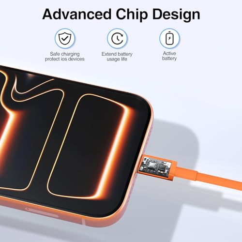 Image of 2pack 6ft USB C to C Cable, 60W Type C to Type C Fast Charging Cord for iPhone 17 16 15 Pro, Pro Max, Plus, iPad Pro, MacBook Air 13 inch, iPad Pro, Air, for Samsung Galaxy S25 and More, Orange