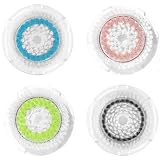 Clarisonic Facial Cleansing Brush Head Replacement Set Compatible with Mia 1, Mia 2, Mia Fit, Alpha Fit, Smart Profile Uplift, 4 Pack