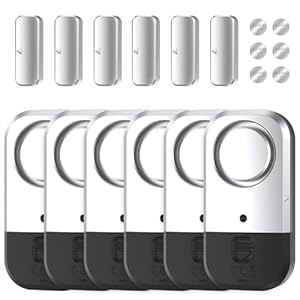 Door Window Alarm Sensors – Door Alarms for Kids Safety, Door Alarms for Home Security, for Home, Office, Store, Garage, Dorm Room, Apartment, RV, Silver Gray, 6 Pack