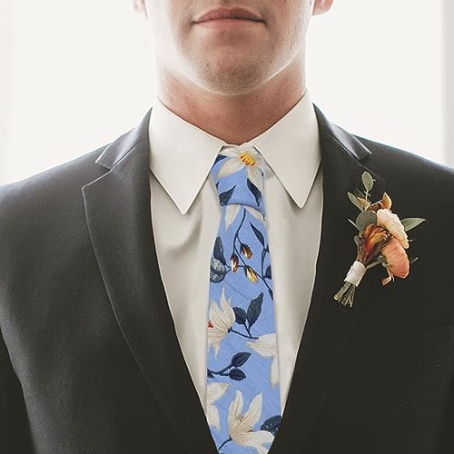 Image of Mantieqingway Floral Ties for Men Skinny Cotton Tie Flower Necktie
