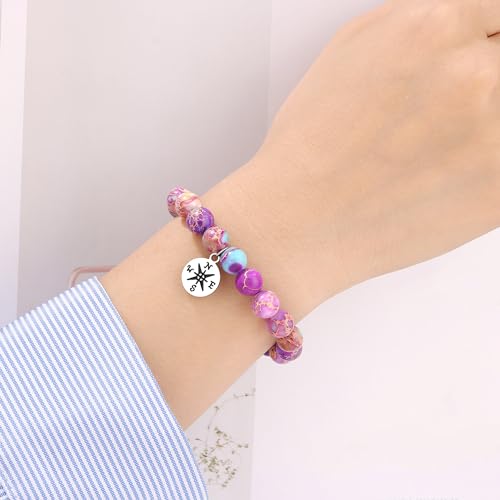 JoycuFF ๐ฅ๐ฒ๐๐ถ๐ฟ๐ฒ๐บ๐ฒ๐ป๐ ๐๐ถ๐ณ๐ ๐ณ๐ผ๐ฟ ๐ช๐ผ๐บ๐ฎ๐ป, Teacher Coworker Nurse Retirement Gifts for Women Colorful Imperial Jasper Compass Bracelet3
