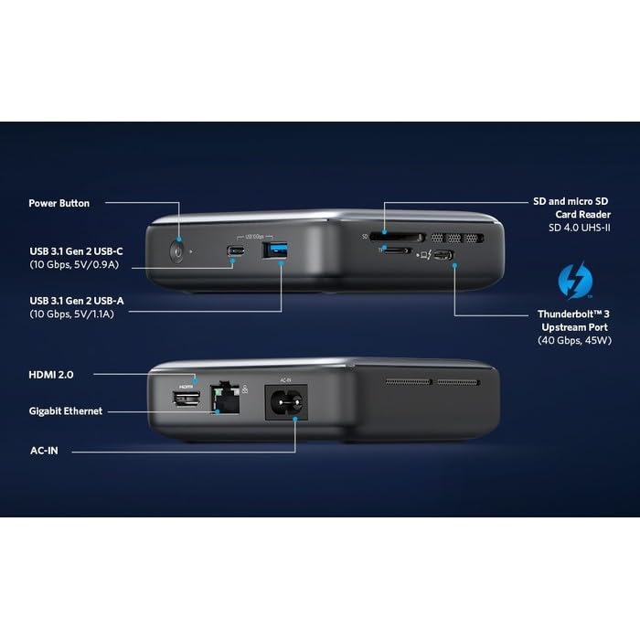 POWEREXPAND Thunderbolt 3 Dock 7-en-1 Gris