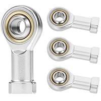 QWORK® 4 Stück 10mm Gelenkkopf Gelenklager, M10 x 1.5 Gelenklager Metrisch Innengewinde Rechtsgewinde selbst-schmierend für Sphärische Gleitstangenenden