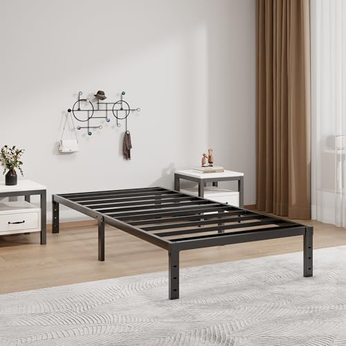 Image of LUMUNANCE Metal Bed Frame Twin Size - 12 Inch Heavy-Duty Twin Platform Bed Frame No Box Spring Needed, Easy Assembly, Noise-Free, Sturdy Mattress Foundation, Underbed Storage Space