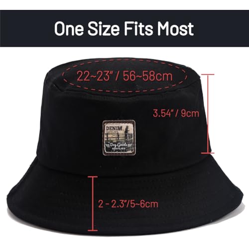 Image of Cotton Bucket Hat for Women Men Summer Travel Sun Beach Bucket Cap, Unisex Outdoor Fisherman Hat