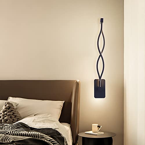 FRIXCHUR LED Wandleuchte Schwarz Lange Innenwandbeleuchtung für Schlafzimmer Wohnzimmer Badezimmer Warmes Licht (2 Packungen) Cover