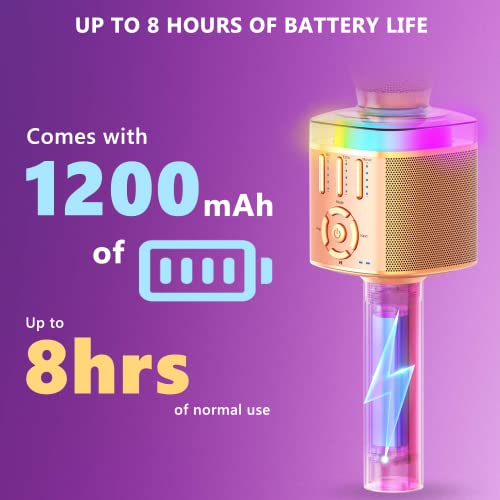 Bietrun Karaoke Microphone For Adults Kids Gift With 4 Magic Sounds＆Echo, Bluetooth Portable Metal Handheld Cordless Dynamic Rechargeable Wireless Mic With Speaking, Rgb Light, 8Hrs Work Time, Aux, Tf #TOP4