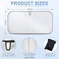 SINGARO 300T Universal Car Windshield Sun Shade, Foldable Reflective for Windshield & Window Shades with Overlapping Design, Car Interior Accessories (58" L x 32" W) — image 2