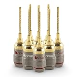 Nakamichi FanLock Excel Series 24k Gold Plated 2mm Flex Pin Banana Plugs 10 AWG - 18 AWG Gauge Size for Spring Clip Terminal Speakers Amplifier Hi-Fi Wire Cable Quick Connector, 8 Pcs (4-Pairs)