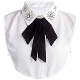 Booluee Detachable Dickey Collar Bowknot Fake Collar Half Shirt Blouse Rhinestone Flower False...