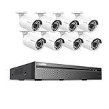 SANNCE PoE NVR 4K 8 Channel, 8MP CCTV Security Camera System with 8pcs 4K 8MP PoE IP Security Camera Outdoor Weatherproof Cameras with Smart IR LEDs, Night Vision, Motion Detection, One-Way Audio