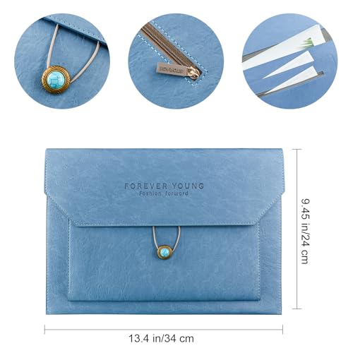 VANRA Pasta expansível de couro PU, porta-documentos, envelopes de arquivamento de portfólio A4 com