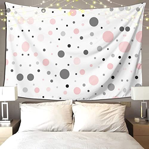 Vucemi Pink Gray White Modern Polka Dot Pattern Printed Tapestry Aesthetic Tapestrys Wall Hanging Tapestries Home Decor For Living Room Bedroom Dorm - 90 X 60'' #TOP4