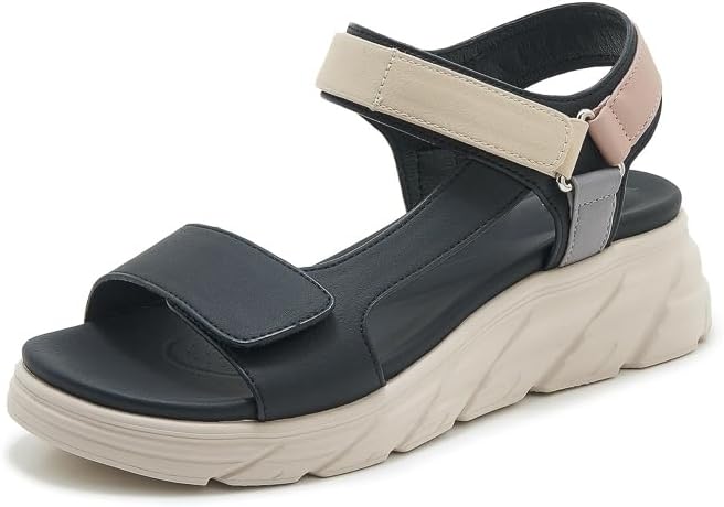 Walking Sandals for Women Adjustable Hook & Loop Comfortable Platform Non-Slip Beach Water Sports Sandals
