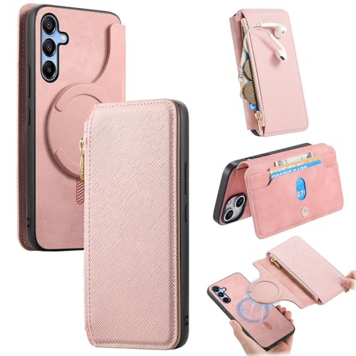 Étui portefeuille détachable compatible avec Samsung Galaxy A25 coque cuir PU fermeture éclair