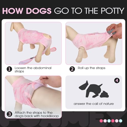 Image of FUAMEY Recovery Suit for Dogs After Surgery,Soft Breathable Dog Bodysuit E-Collar & Cone Alternative Surgical Suit,Male Female Dog Neuter Spay Suits Anti Licking Wounds Onesie Pink Tie Dye XXL