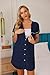 Ekouaer Nightgowns for Women Button Down Night Gowns Short Sleeve Sleep Shirt V Neck Nightshirt Soft Sleepwear Pajams Dress Navy Blue Medium
