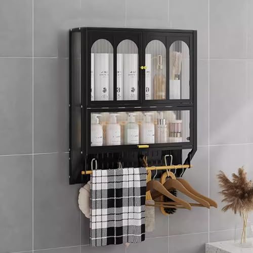 Mcine Wandschrank aus Metall für Badezimmer, platzsparend, mit verstellbaren Regalen, Handtuchstange und WC-Design, ideal für kleine Menschen