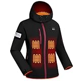 Vencede Womens Heated Jacket with 10000mAh Battery Pack, Soft Shell Heated Jacket for Women with Detachable Hood and Hand Warmer Pockets (as1, alpha, m, regular, regular)