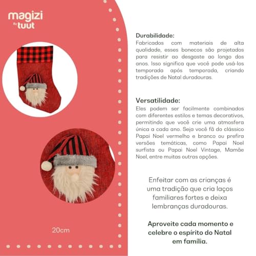 Magizi by Tuut, Enfeite de Natal, Meia Carinha Noel, 25cm