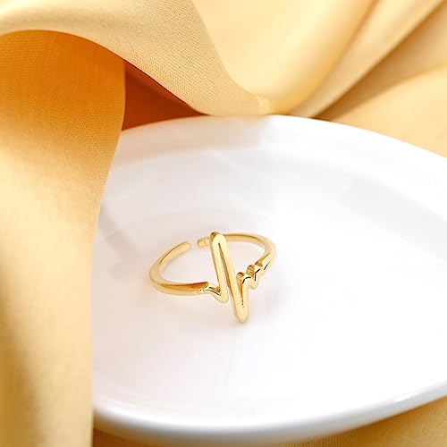 Women's 925 Sterling Silver Heartbeat Adjustable Ring