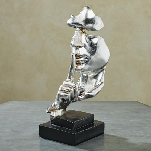 Escultura Abstracta de Mesa Silencio Antiguo Plata miniatura 2