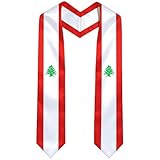 Lebanon Flag International Graduate Satin Stole Scarf with National Flag Design 72" Graduation Sash