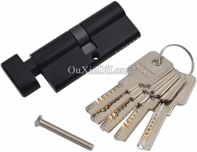 thumb turn euro cylinder lock, 1Pcs Black Pure Brass Mortise Door Lock Cylinder Core Lock Gall Repair Parts + 5 Keys 70mm/80mm/90mm Lock Cylinders (Color : 70mm Single Open) ( Color : 60mm Single Open