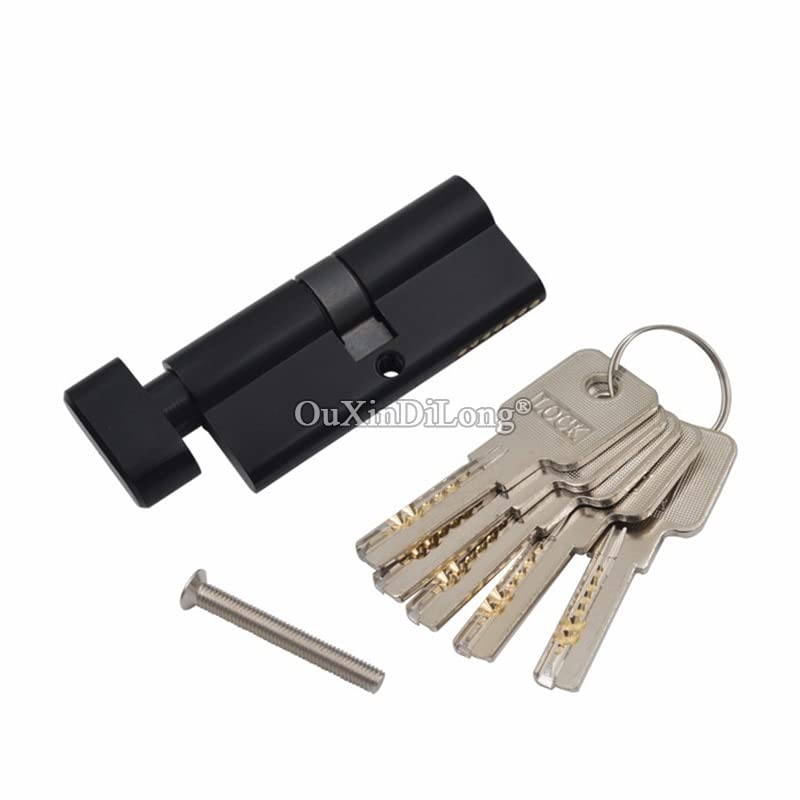 Bombin Cerradura 1 Uds. Cerradura de puerta embutida de latón puro negro, cilindro de bloqueo de núcleo, piezas de reparación de Gall + 5 llaves 70mm/80mm/90mm Cerradura Antibumping ( Color : 90mm Dou