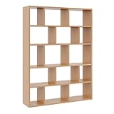 Livré en 2 colis KUBUTKU Grande étagère murale, avec 15 compartiments, 141 x 105 x 18 cm, décoration moderne, flottante, pour salon, chambre à coucher, bureau (hêtre)